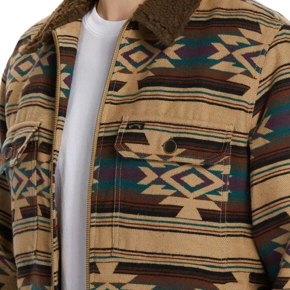 Billabong ABYJK00184 Men's Sz L Gravel Brown Multi Barlow Sherpa Jacket - Picture 13 of 14